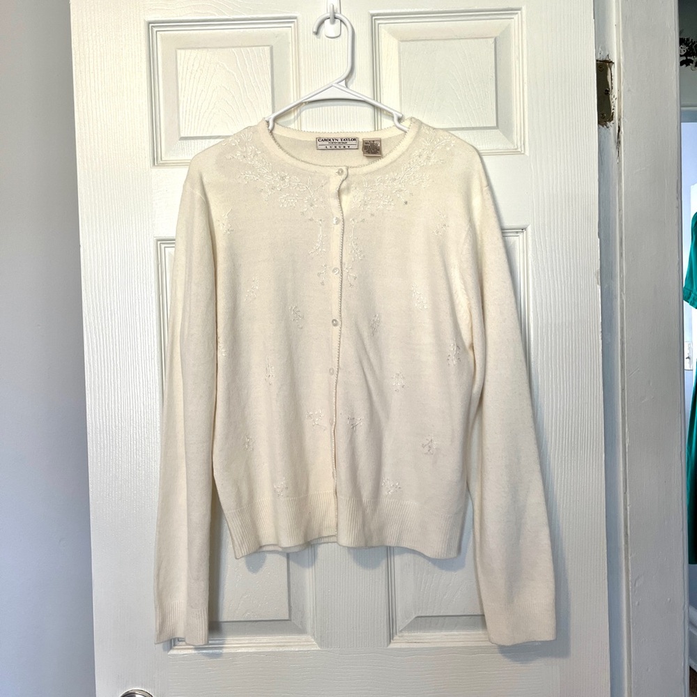 Carolyn Taylor Cream Cardigan Sweater